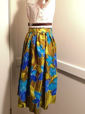 Vintage 60s/70s Floral Tropical Skirt Handmade Circle Skirt